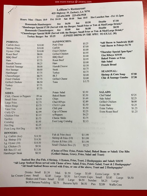 leblanc food store zachary alt