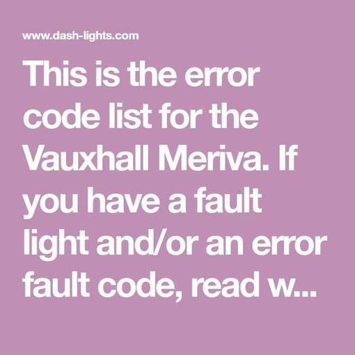 vauxhall meriva fault code 4 alt