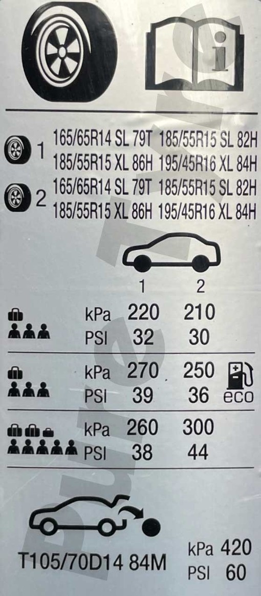 tyre pressure vauxhall vectra alt