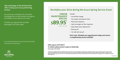 acura b1 service coupon alt